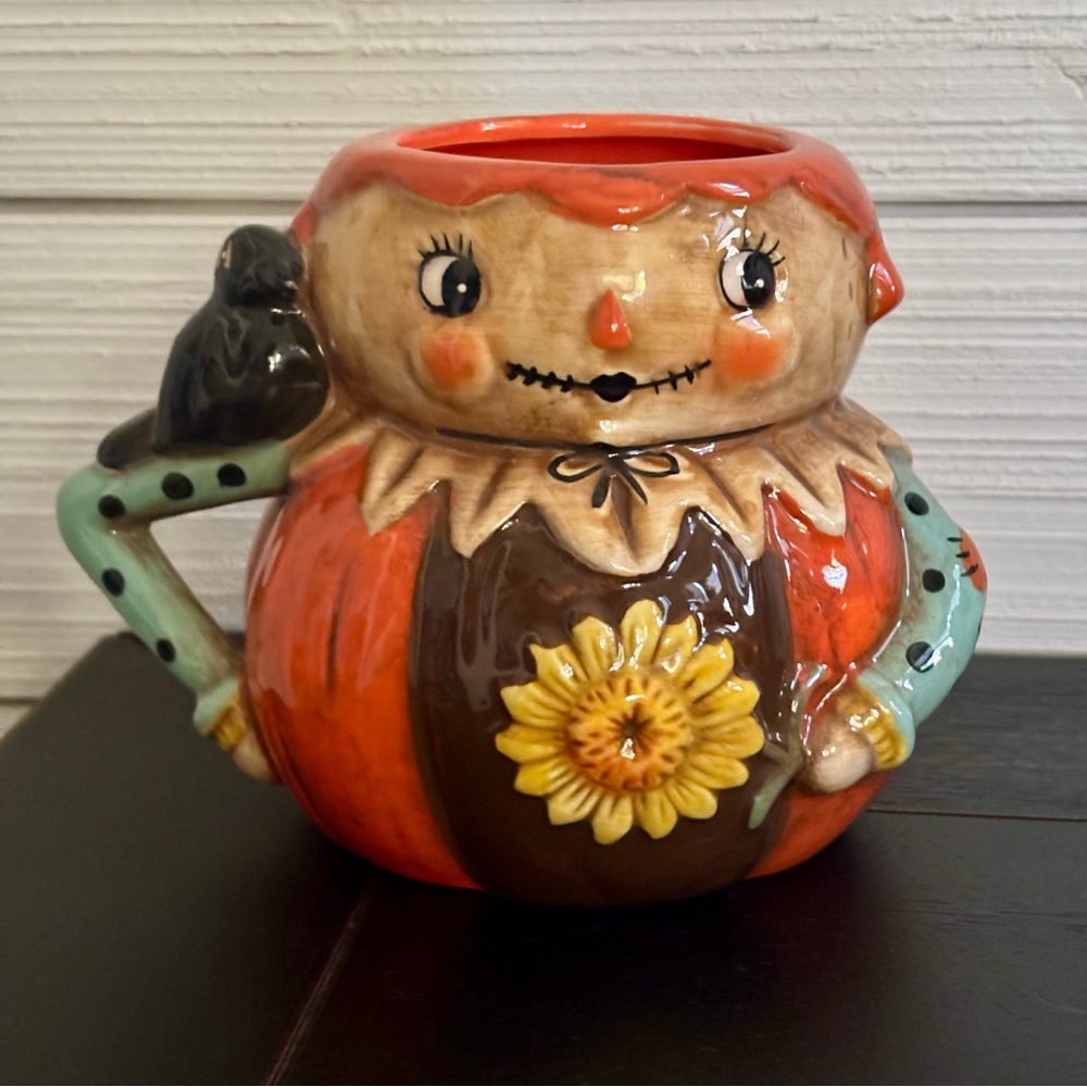 Johanna‎ Parker Pumpkin Scarecrow Mug NEW Fall Halloween Collectible